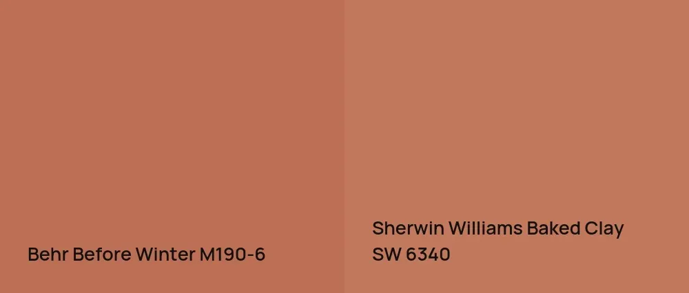 Behr Before Winter M190-6 vs Sherwin Williams Baked Clay SW 6340