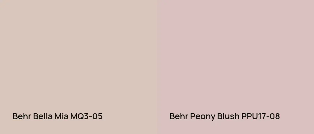 Behr Bella Mia MQ3-05 vs Behr Peony Blush PPU17-08