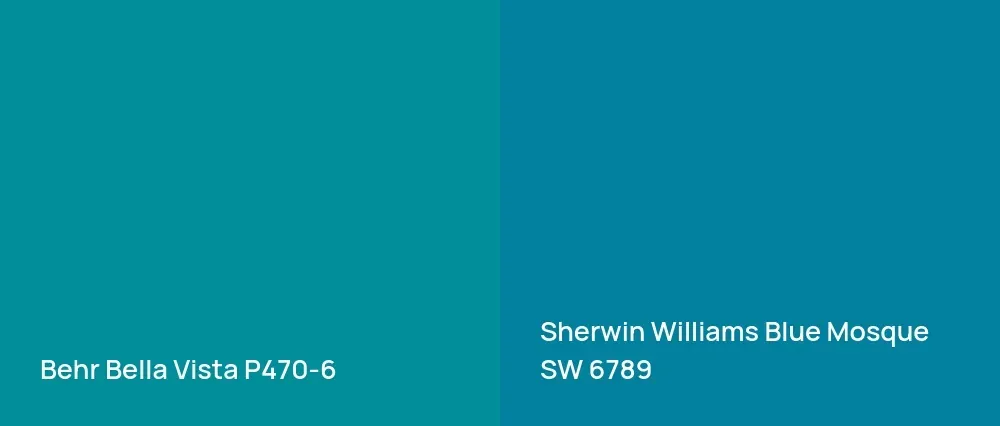 Behr Bella Vista P470-6 vs Sherwin Williams Blue Mosque SW 6789