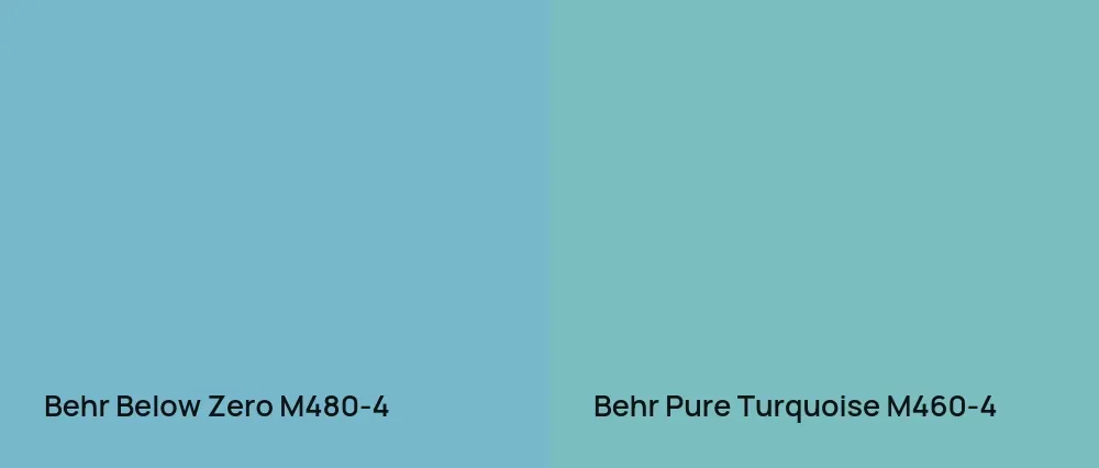 Behr Below Zero M480-4 vs Behr Pure Turquoise M460-4