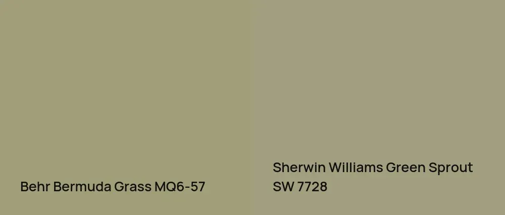 Behr Bermuda Grass MQ6-57 vs Sherwin Williams Green Sprout SW 7728