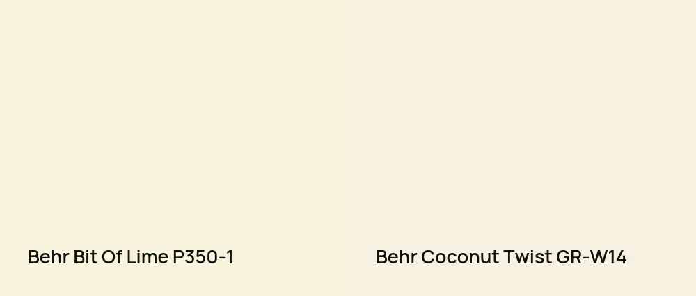 Behr Bit Of Lime P350-1 vs Behr Coconut Twist GR-W14