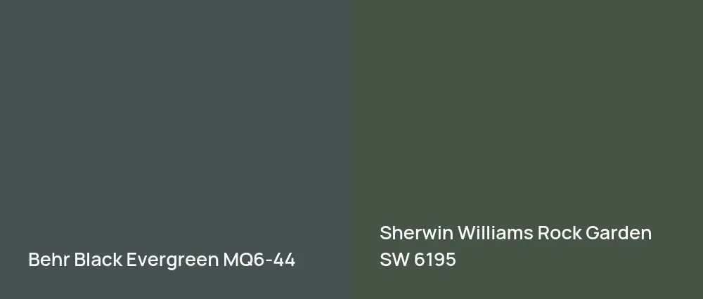 Behr Black Evergreen MQ6-44 vs Sherwin Williams Rock Garden SW 6195