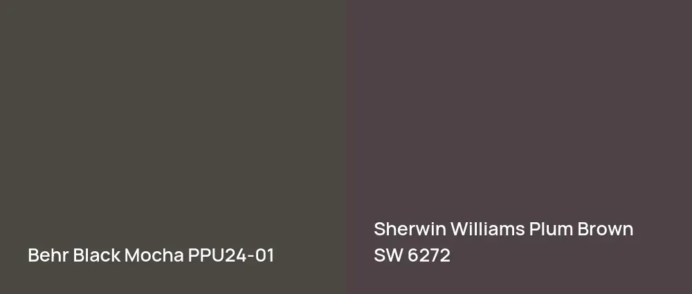 Behr Black Mocha PPU24-01 vs Sherwin Williams Plum Brown SW 6272