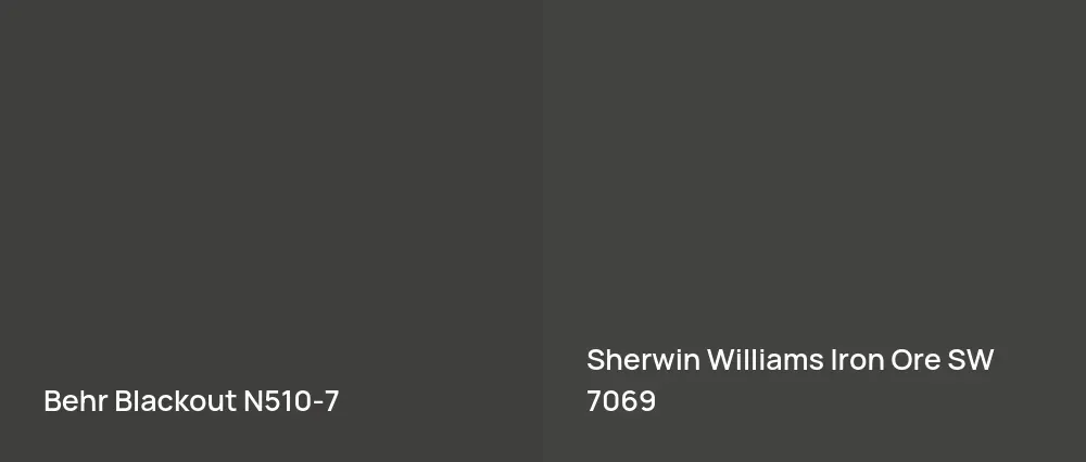 Behr Blackout N510-7 vs Sherwin Williams Iron Ore SW 7069