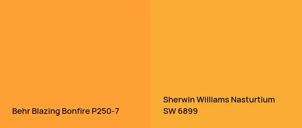 Behr Blazing Bonfire P250-7 vs Sherwin Williams Nasturtium SW 6899