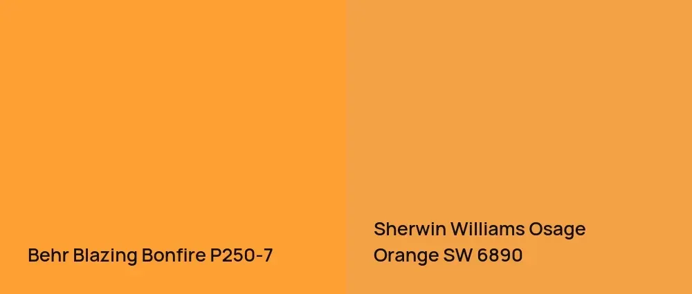 Behr Blazing Bonfire P250-7 vs Sherwin Williams Osage Orange SW 6890