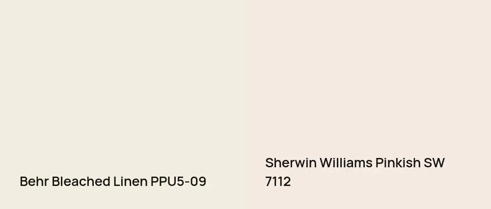 Behr Bleached Linen PPU5-09 vs Sherwin Williams Pinkish SW 7112