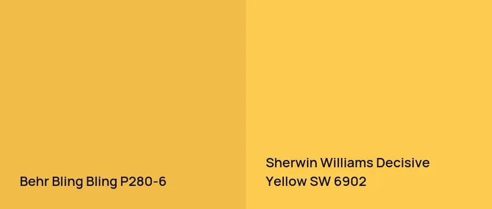 Behr Bling Bling P280-6 vs Sherwin Williams Decisive Yellow SW 6902