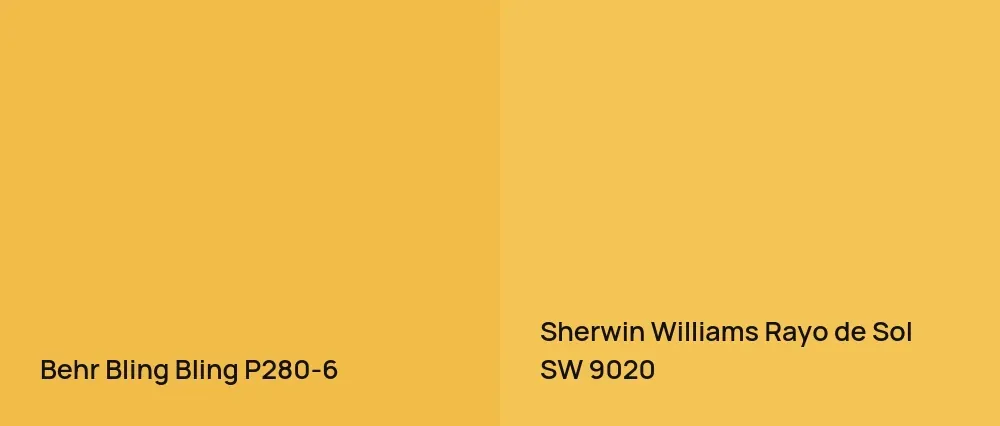 Behr Bling Bling P280-6 vs Sherwin Williams Rayo de Sol SW 9020