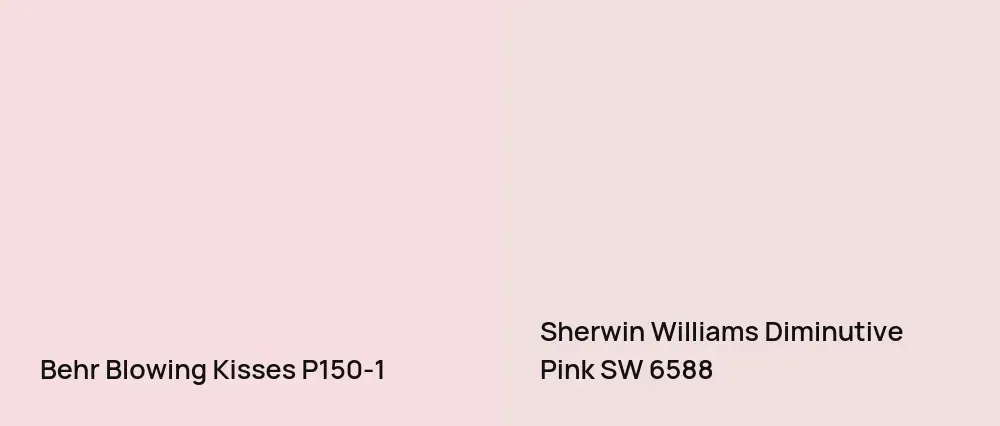 Behr Blowing Kisses P150-1 vs Sherwin Williams Diminutive Pink SW 6588