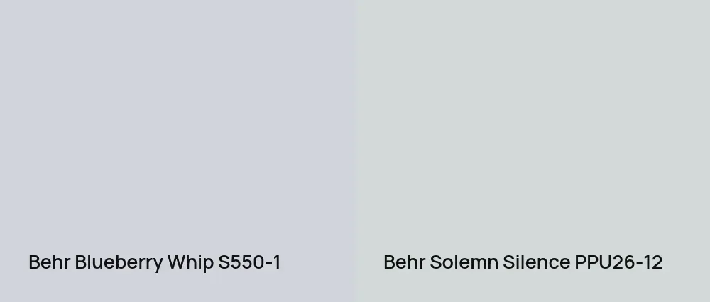 Behr Blueberry Whip S550-1 vs Behr Solemn Silence PPU26-12