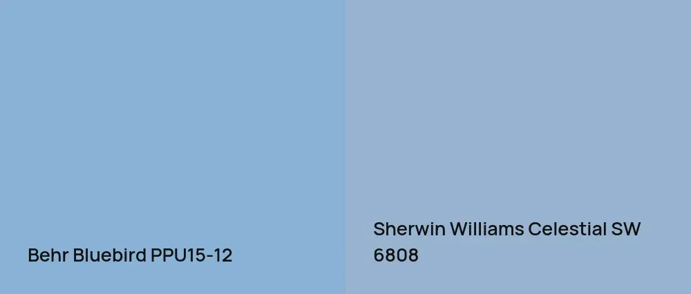 Behr Bluebird PPU15-12 vs Sherwin Williams Celestial SW 6808