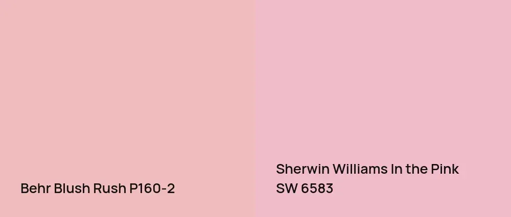 Behr Blush Rush P160-2 vs Sherwin Williams In the Pink SW 6583