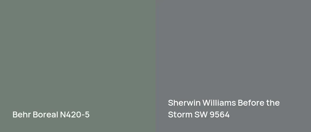 Behr Boreal N420-5 vs Sherwin Williams Before the Storm SW 9564