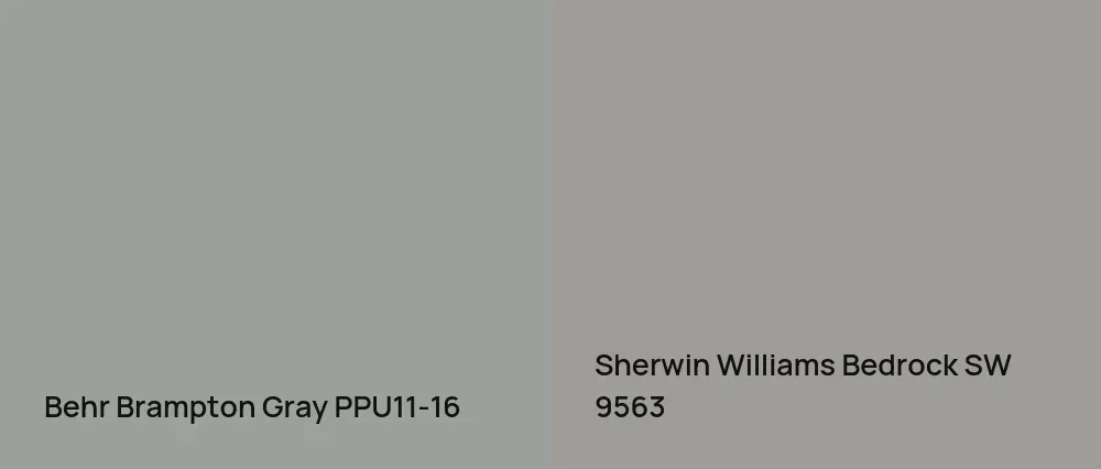 Behr Brampton Gray PPU11-16 vs Sherwin Williams Bedrock SW 9563