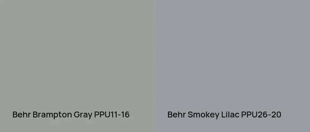 Behr Brampton Gray PPU11-16 vs Behr Smokey Lilac PPU26-20