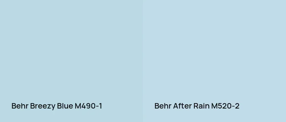 Behr Breezy Blue M490-1 vs Behr After Rain M520-2
