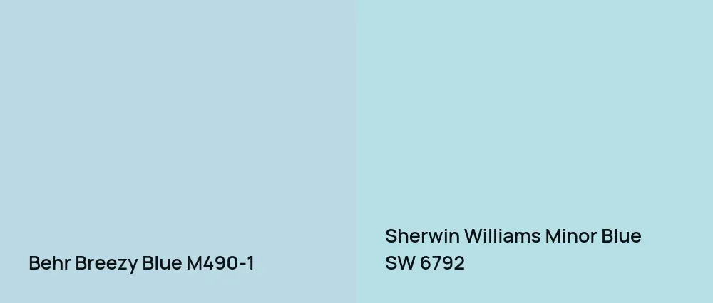 Behr Breezy Blue M490-1 vs Sherwin Williams Minor Blue SW 6792