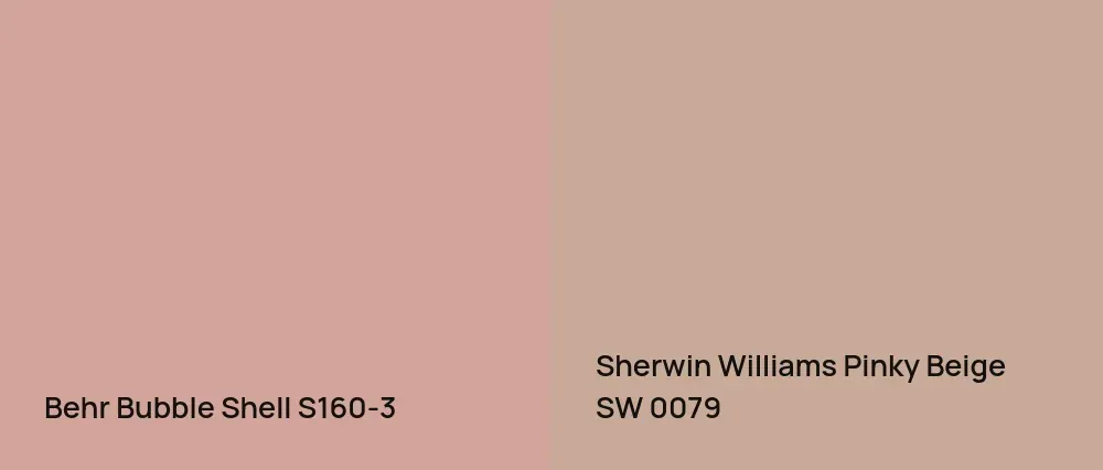 Behr Bubble Shell S160-3 vs Sherwin Williams Pinky Beige SW 0079