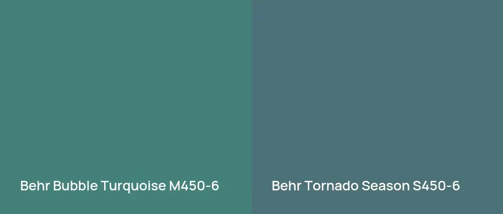 Behr Bubble Turquoise M450-6 vs Behr Tornado Season S450-6