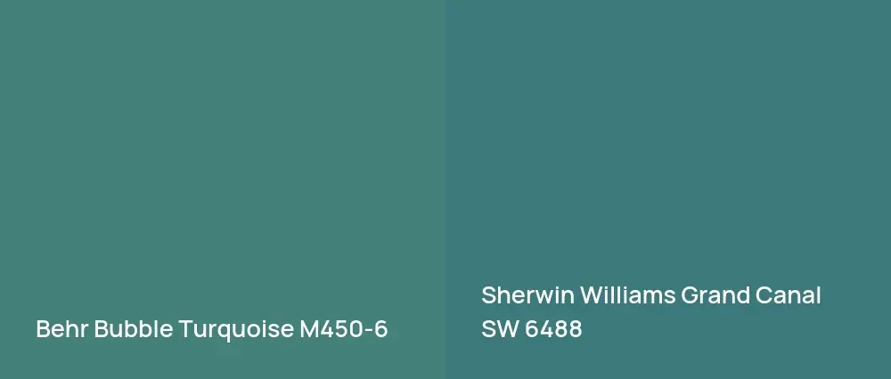Behr Bubble Turquoise M450-6 vs Sherwin Williams Grand Canal SW 6488