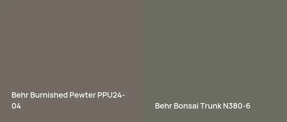 Behr Burnished Pewter PPU24-04 vs Behr Bonsai Trunk N380-6