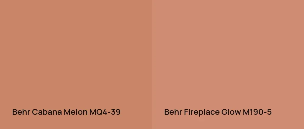 Behr Cabana Melon MQ4-39 vs Behr Fireplace Glow M190-5