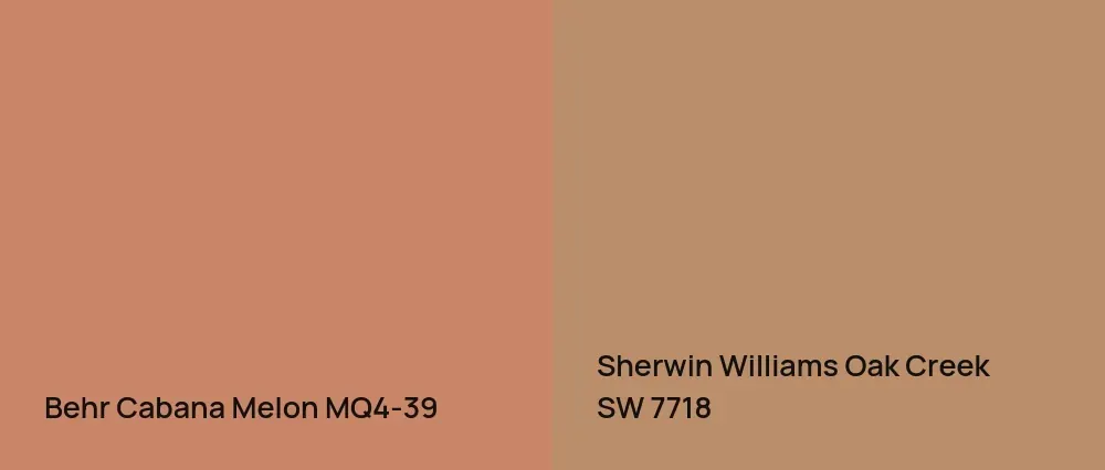 Behr Cabana Melon MQ4-39 vs Sherwin Williams Oak Creek SW 7718
