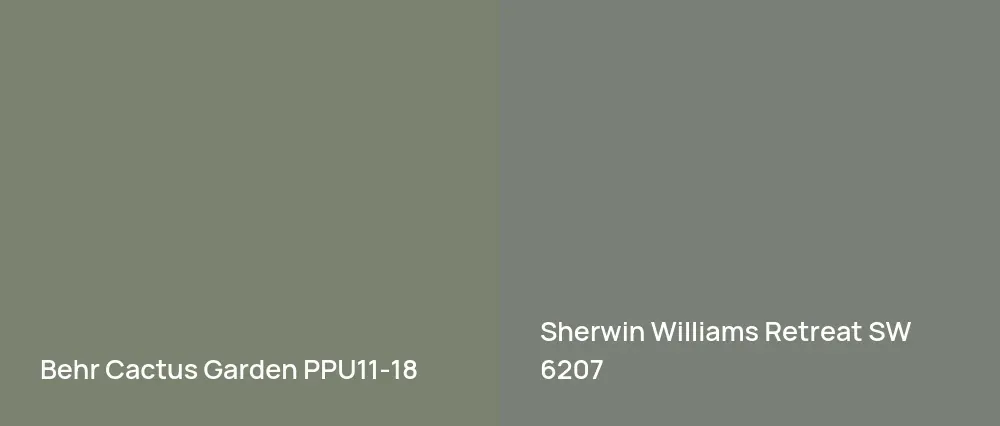 Behr Cactus Garden PPU11-18 vs Sherwin Williams Retreat SW 6207