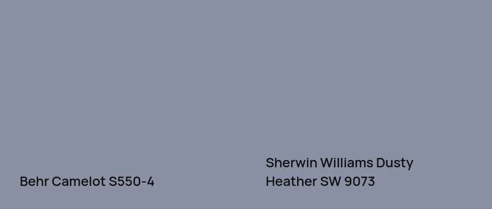 Behr Camelot S550-4 vs Sherwin Williams Dusty Heather SW 9073