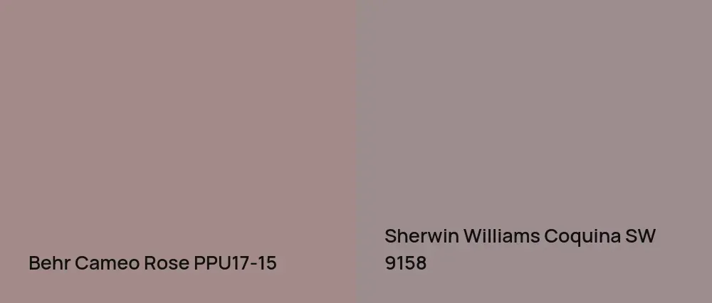 Behr Cameo Rose PPU17-15 vs Sherwin Williams Coquina SW 9158