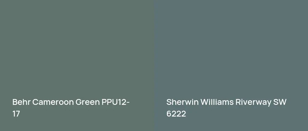 Behr Cameroon Green PPU12-17 vs Sherwin Williams Riverway SW 6222