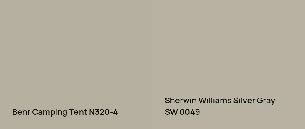 Behr Camping Tent N320-4 vs Sherwin Williams Silver Gray SW 0049
