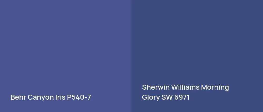 Behr Canyon Iris P540-7 vs Sherwin Williams Morning Glory SW 6971