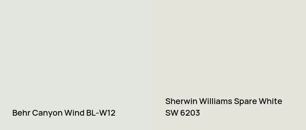 Behr Canyon Wind BL-W12 vs Sherwin Williams Spare White SW 6203