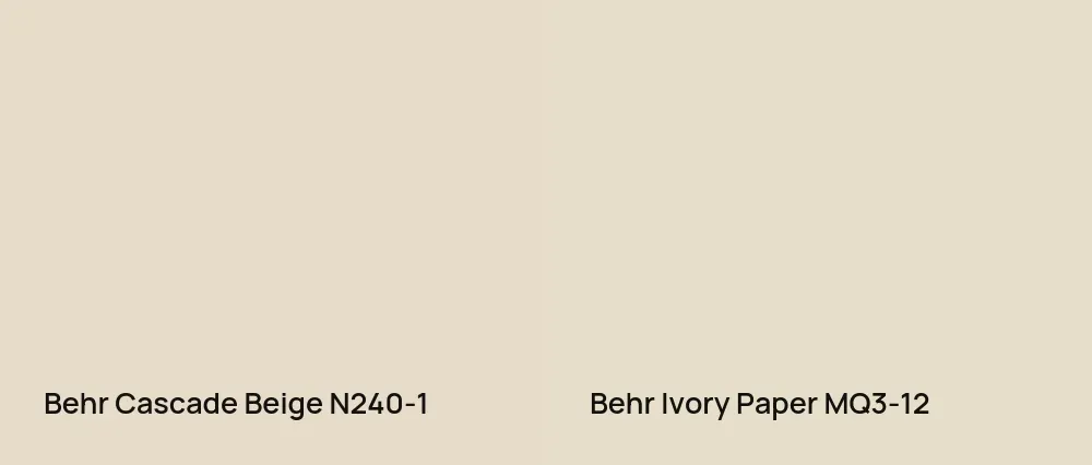 Behr Cascade Beige N240-1 vs Behr Ivory Paper MQ3-12