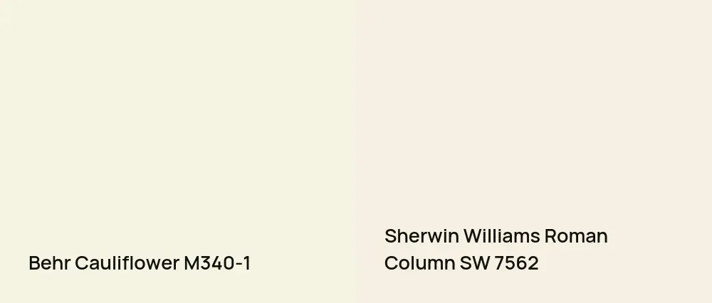 Behr Cauliflower M340-1 vs Sherwin Williams Roman Column SW 7562