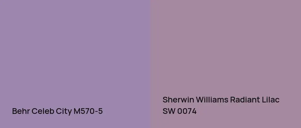 Behr Celeb City M570-5 vs Sherwin Williams Radiant Lilac SW 0074