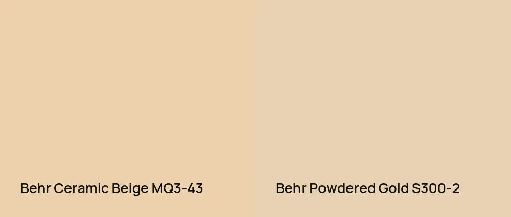 Behr Ceramic Beige MQ3-43 vs Behr Powdered Gold S300-2
