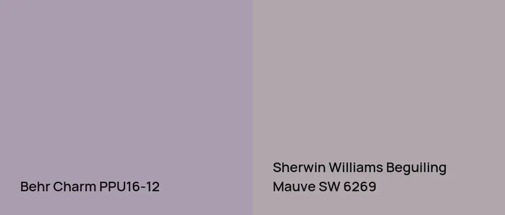 Behr Charm PPU16-12 vs Sherwin Williams Beguiling Mauve SW 6269