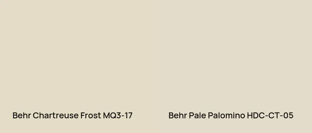 Behr Chartreuse Frost MQ3-17 vs Behr Pale Palomino HDC-CT-05