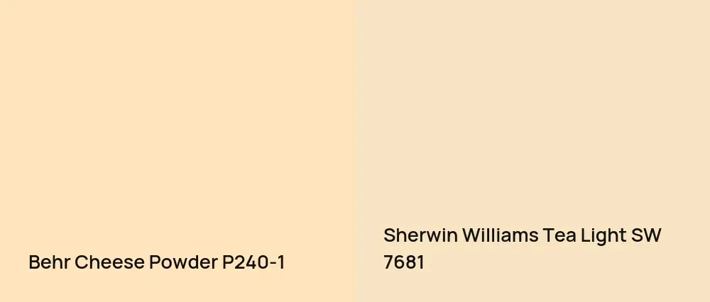 Behr Cheese Powder P240-1 vs Sherwin Williams Tea Light SW 7681