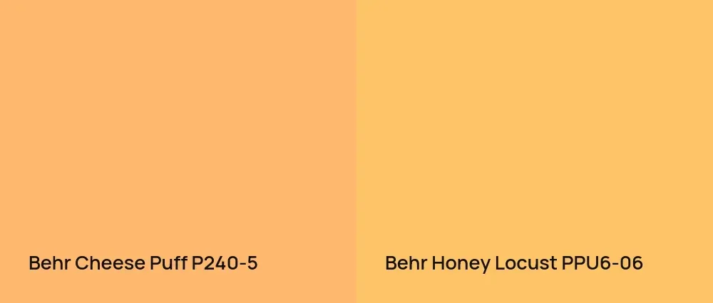 Behr Cheese Puff P240-5 vs Behr Honey Locust PPU6-06