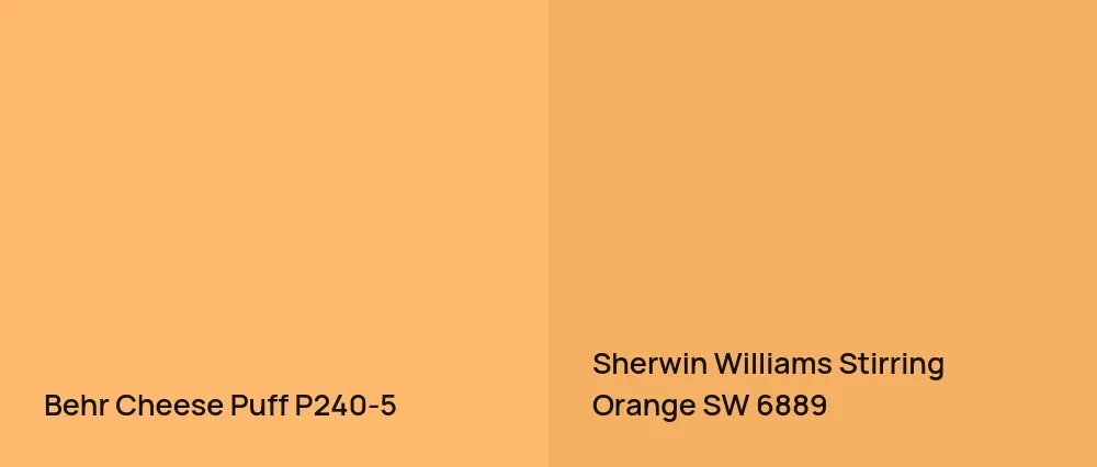 Behr Cheese Puff P240-5 vs Sherwin Williams Stirring Orange SW 6889