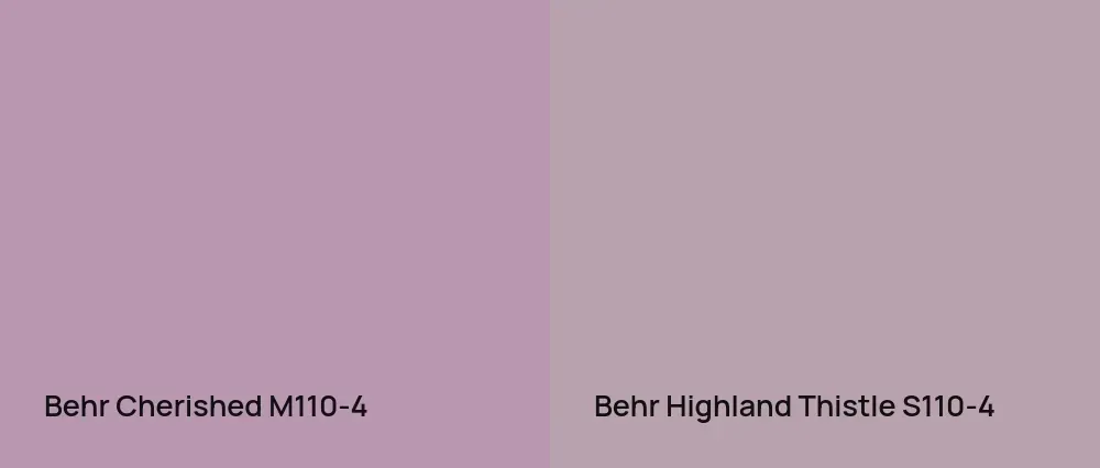 Behr Cherished M110-4 vs Behr Highland Thistle S110-4