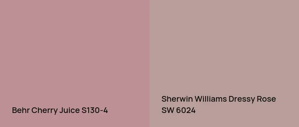 Behr Cherry Juice S130-4 vs Sherwin Williams Dressy Rose SW 6024