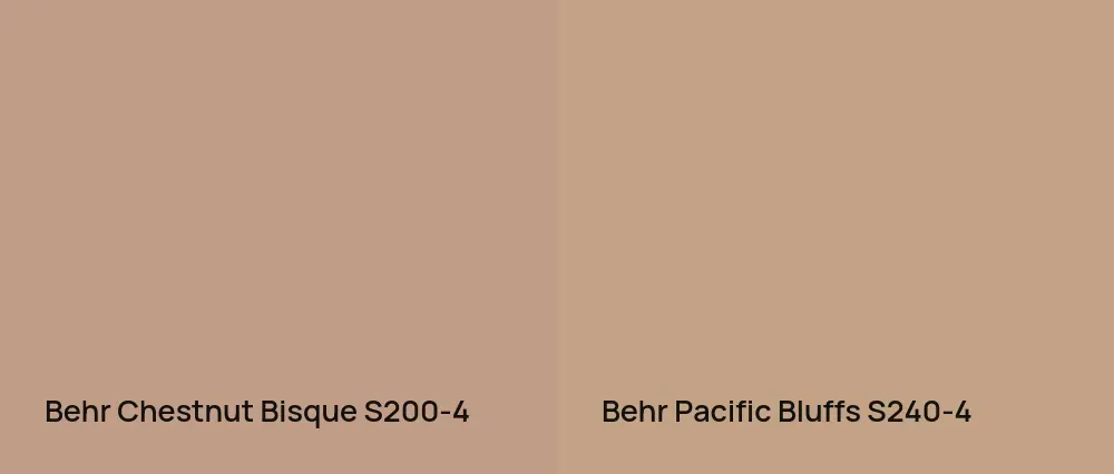 Behr Chestnut Bisque S200-4 vs Behr Pacific Bluffs S240-4
