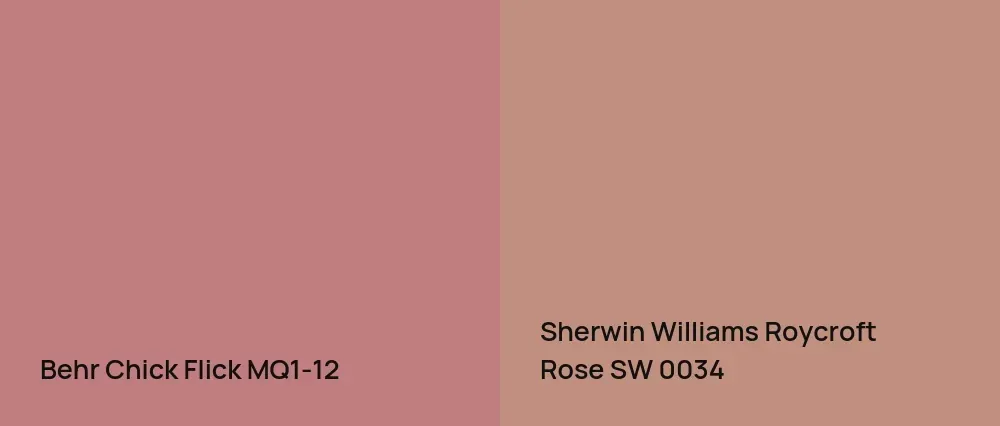 Behr Chick Flick MQ1-12 vs Sherwin Williams Roycroft Rose SW 0034