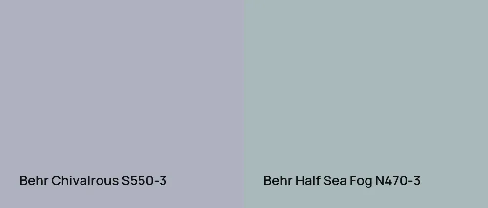 Behr Chivalrous S550-3 vs Behr Half Sea Fog N470-3